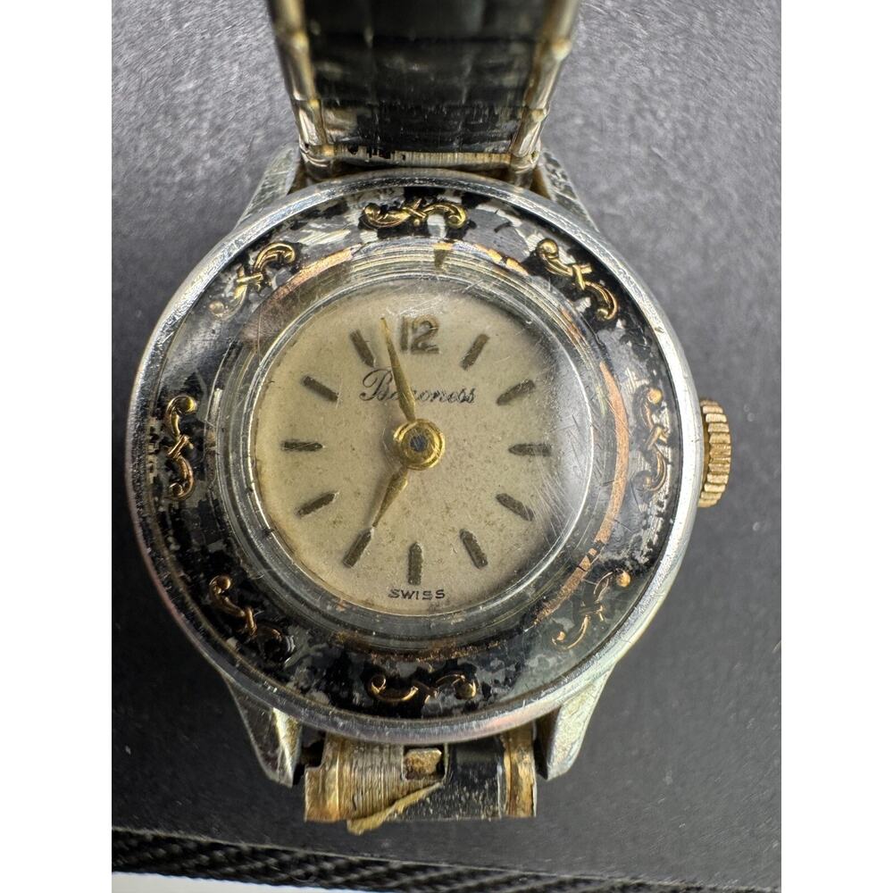 Vintage Baroness Ladies Swiss Made Mechanical Watch Bracelet Stretch Band